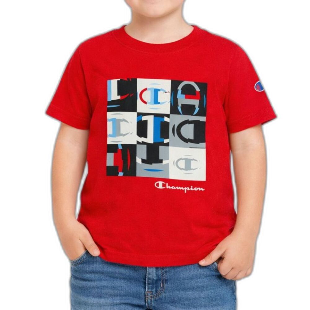 🔥5 for $30🔥 Champion Boys Red Bold Logo Short Sleeve T-Shirt | 5T